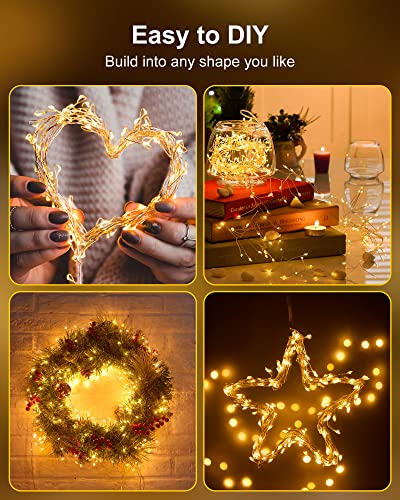 Minetom Fairy Lights Battery Operated, Twinkle String Lights Waterproof Silver Wire 5 Feet 60 Led Firecracker Starry Lights For Diy Wreath Home Wedding Party Bedroom Mason Jar Holiday Christmas thumb #1