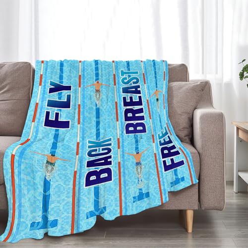 Swimming Blanket Swim Gifts for Girls/Swimmer Sport Throw Blankets Soft Blanket Warm Fleece Flannel Plush Blankets for Bed Sofa Couch 60"x80"