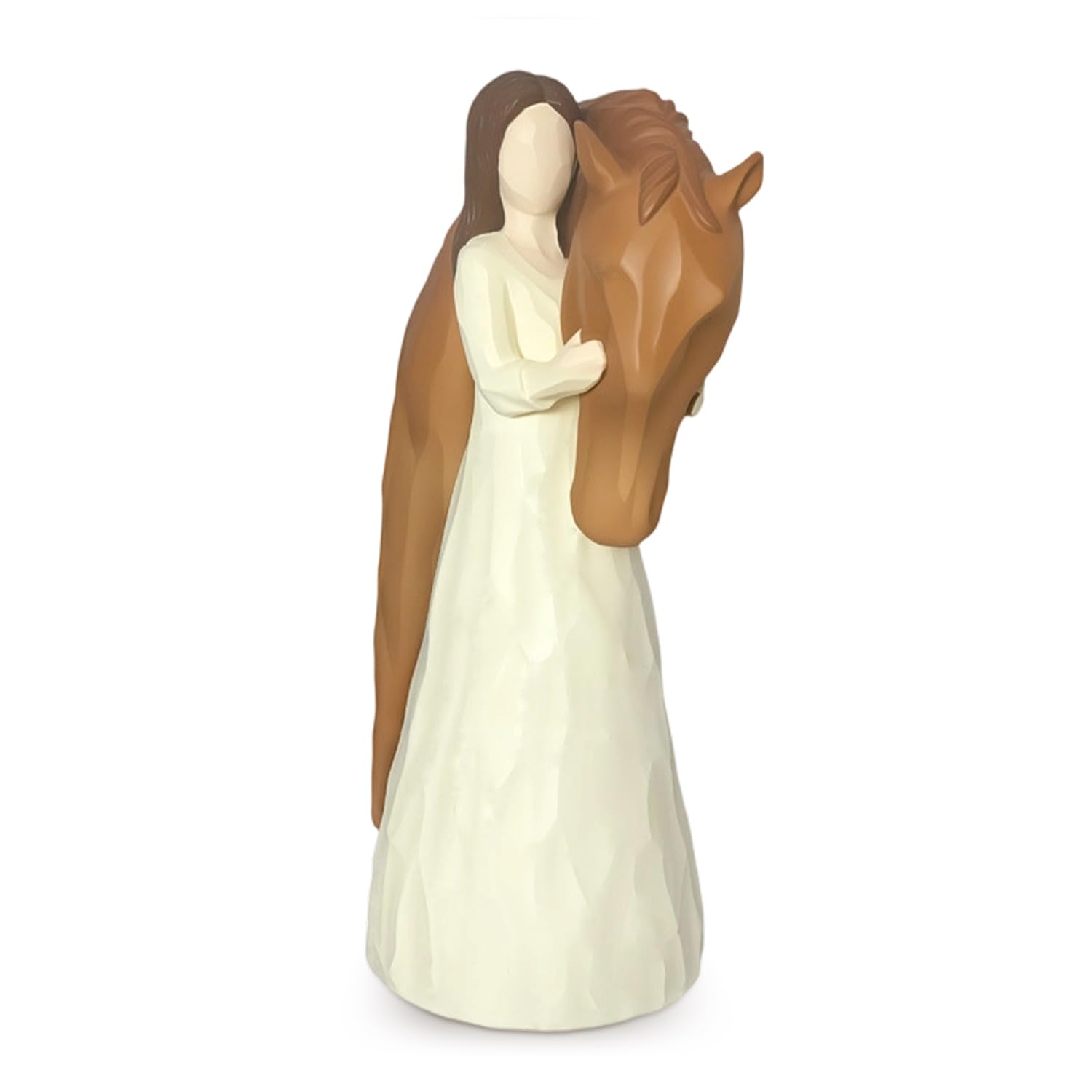 Girl and Horse Ornaments for Shelves, Girl Horse Gifts for Women, Girl Embraces Horse Ornaments for Living Room, Friendship Gifts for Women, Living Room Accessories, Wooden Ornaments for Home Desk