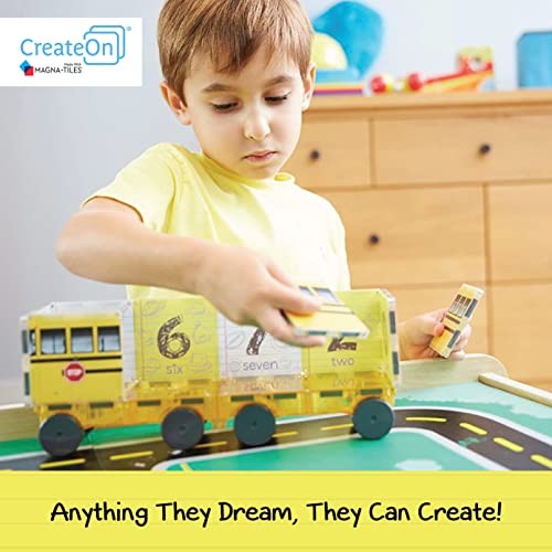 Createon Magna-Tiles Structure-Building Set For Kids, 123 School Bus Magnet Tiles, Magnetic Kids’ Building Toys, Stem Toys For Boys And Girls Ages 3+, 16 Pieces #TOP3