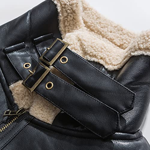 Aelfric Eden Men’s PU Jacket Oversized Varsity Jacket Zipper Closure Casual Patchwork Lamb Collar Winter Coats4