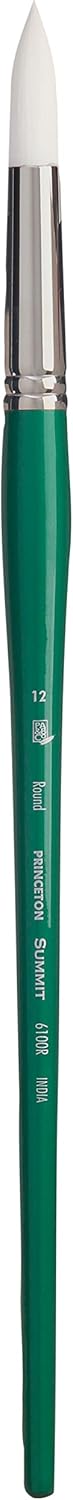Princeton Summit White Synthetic Paint Brush for Acrylic and Oil, Series 6100, Round, 12