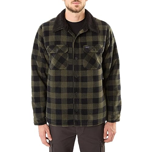 Smith's Workwear Men's Lined Plaid Micro Polarfleece Jacket with Sherpa Collar