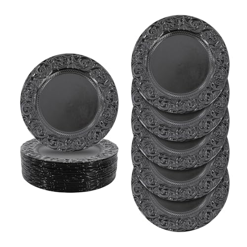 Set de 50 platos cargadores plásticos redondos miniatura 1