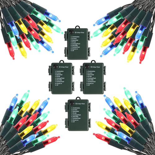 Tuopu TOOL 50 LED Battery Operated Mini String Lights with 8 Modes & Timer - Perfect for Christmas Decorations Multi-Colored Lights for Garden, Wedding, and Holiday Parties 16FT Green Wire