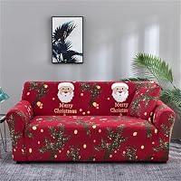 Gcroet Copridivano Natalizio Rosso Con Scena Di Neve E Motivo Plaid – Morbido, Elastico E Anti-Graffio Per Divani A 3 Posti, 71x118 Pollici
