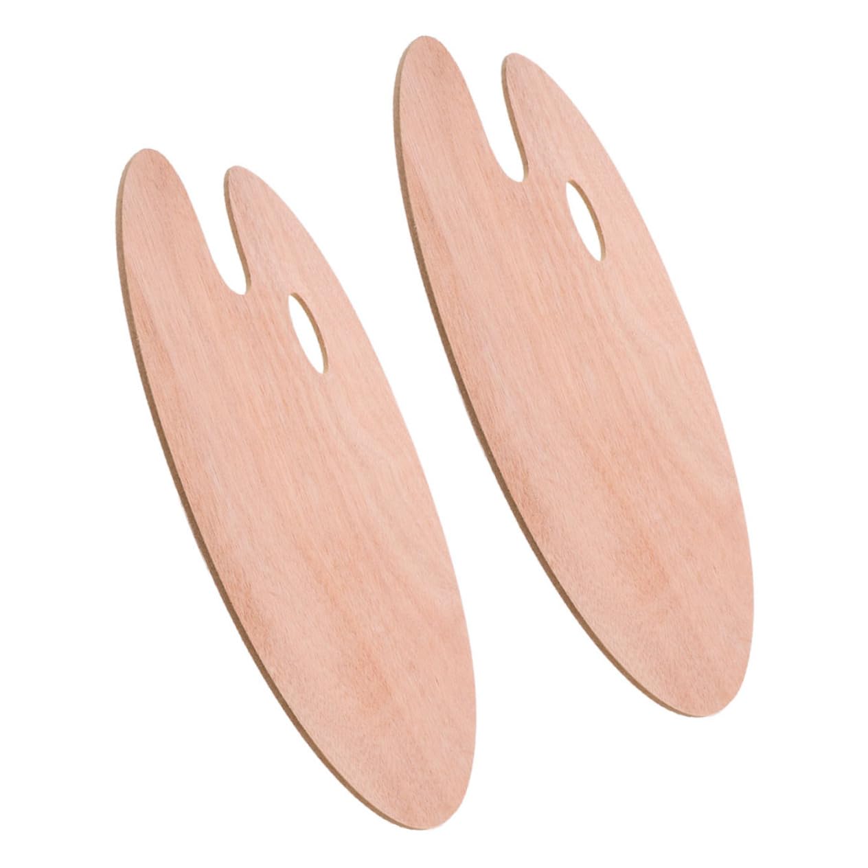 Veemoon 2 Stück Ovale Holz Mischpalette mit Daumenloch Ergonomisch für Öl und Gouachefarben zum Malen und Farbmischen