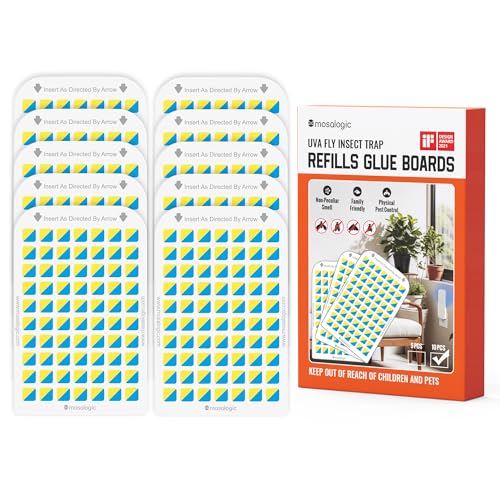 Mosalogic Sticky Card Plug Refill Replacement Glue Cards for Flying Insect Trap Indoor-10pack (No Device)