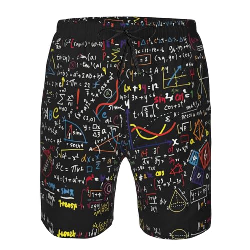 Math Formula Print Men's Quick Dry Swim Board Shorts, Summer Beach Trunks Bathing Suits with Pocket4