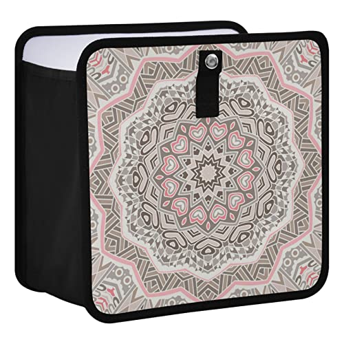 Image of Boho Mandala Pink Car Trash Can, Foldable Hanging Car Trash Bag, Small Waterproof Car Accessories Garbage Bin