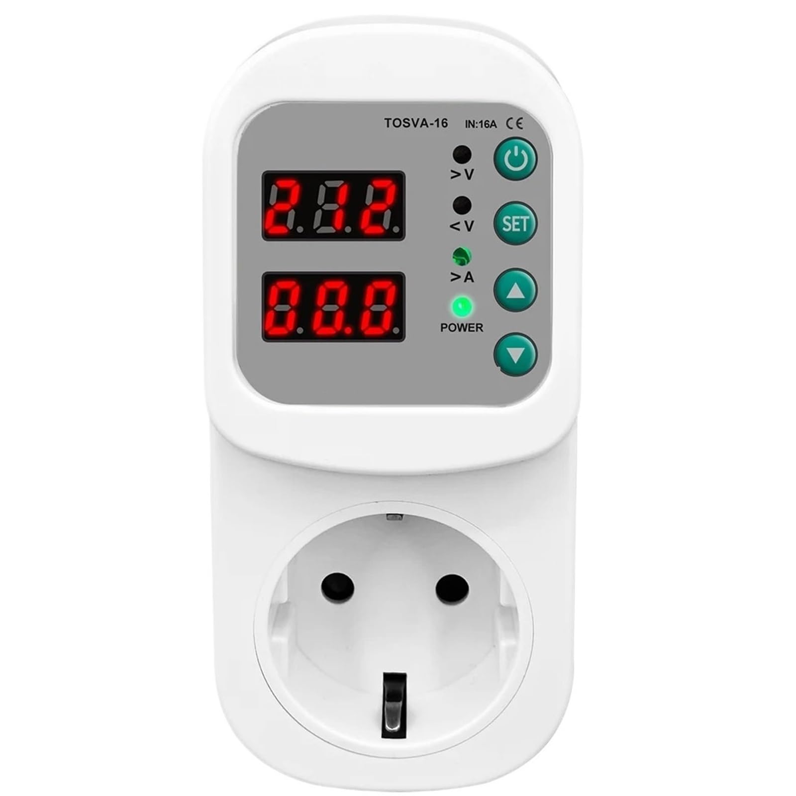 Protector automático de corriente de voltaje, enchufe AC 110V 220V, ajustable, 16A, Protector contra sobretensión, enchufe de la UE, TOSVA-16
