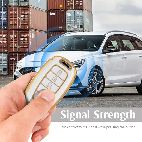 Funda de TPU suave para Hyundai de 5 botones color blanco 3
