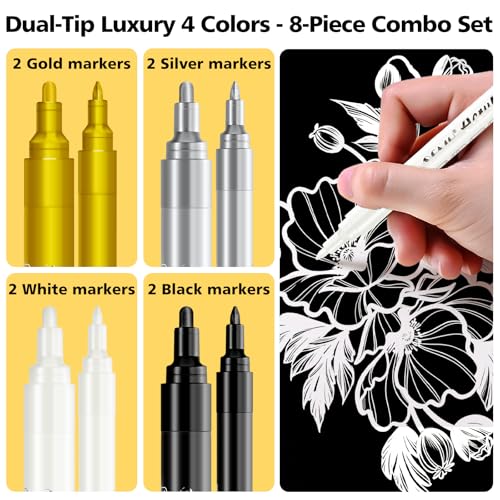 Image of SFAIH Acrylic Paint Markers, 8 Count Pens 0.7M Extra Fine 2-3MM Medium Tips