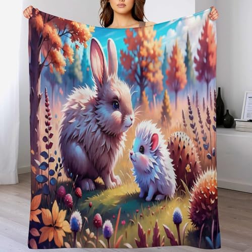 Couverture flannel anti-perte de poils plaid lapin super doux