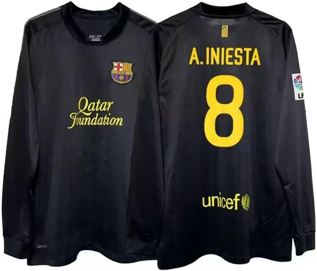 [Mjkzz] 11-12 バルセロナ 長袖 サッカー ユニフォーム 復古版 クラブ ユニフォーム アウェイ ジャージ 大人用練習着