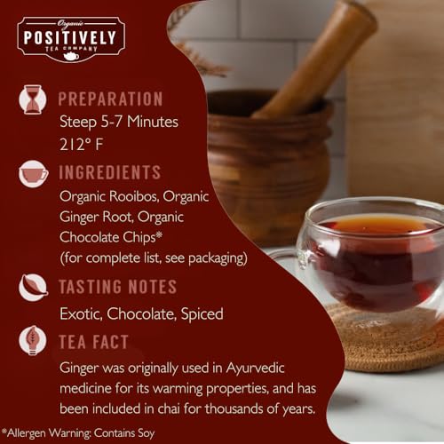 Image of Organic Positively Tea Company, Rooibos Chocolate Chai Tea, Loose Leaf, 16 Ounce