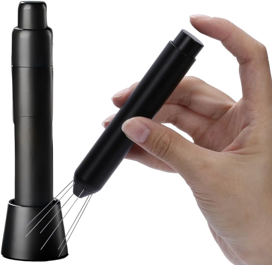 Retractable Espresso WDT Tool - Magnetic Coffee Distribution Tool with 6x 0.5mm Needles Safety Retraction & Fidget Spinner Design for Home Baristas