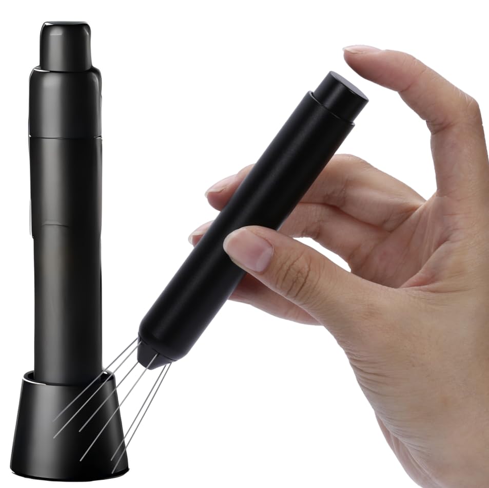 Image of Retractable Espresso WDT Tool - Magnetic Coffee Distribution Tool with 6x 0.5mm Needles Safety Retraction & Fidget Spinner Design for Home Baristas