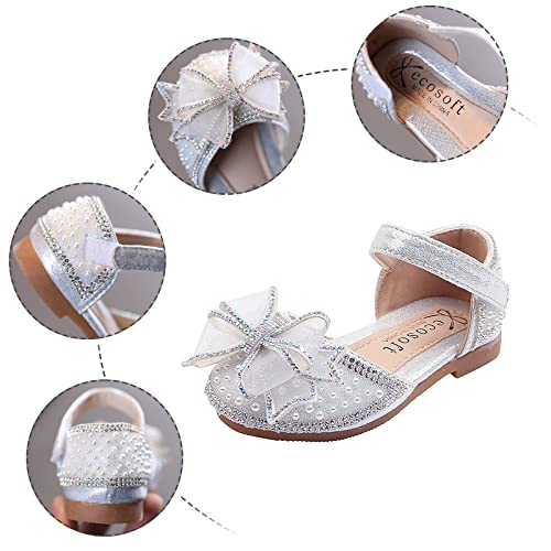 Slide Sandal Bowknot Performance Dance Shoes For Girls Childrens Shoes Pearl Rhinestones Shining Toddler Sandals Size 33