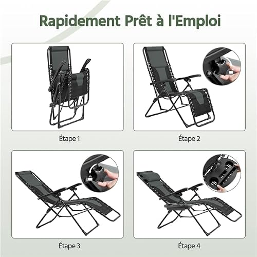 Fauteuil Zéro Gravité Rembourré Oxford 114 kg Yaheetech
