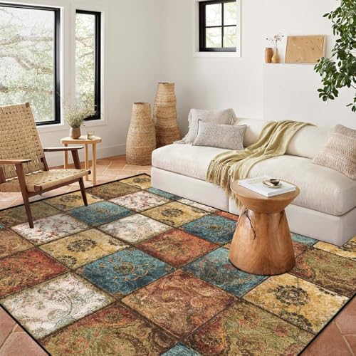 WTHYGB Teppich Läufer Flur, Küchenläufer 160x230cm rutschfest Waschbar | Bettvorleger für Waschküche, Vorzimmer, Schlafzimmer Küche und Wohnzimmer, Carpet Boho