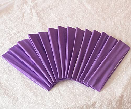 Image of Sport Yoga Headbands,Pack of 14,Fashion Soft Elastic Polyester Sweatband Yoga Stretchy Headband for Women Man Girl (Purple)