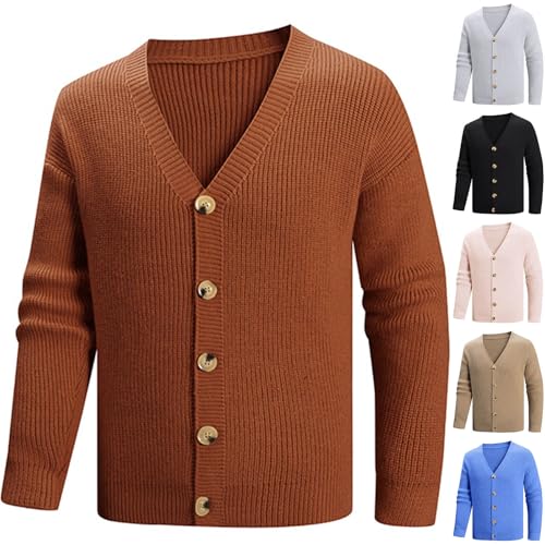 Cambkatl Men's Button Down V Neck Cardigan Sweaters Stylish Stretch Casual Long Sleeve Knitted Outerwear2