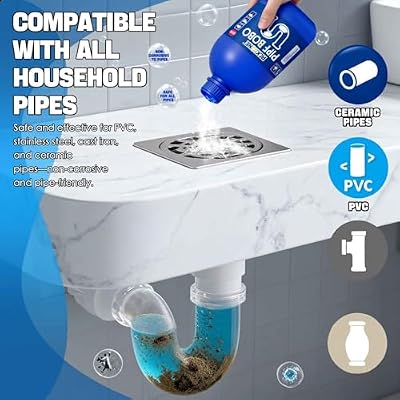 Pipe Bobo Drain Cleaner, Drain Clog Remover, Sink and D-rain Cleaner, Professional Strength Pipe Dredging Formula for Kitchen Sinks, Shower Drains, Tubs, Dissolves Blockages (1Pcs)