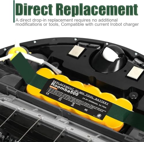 Image of BATTOOL 5.0Ah 14.4V Ni-Mh Battery Compatible with iRobot Roomba Battery Replacement R3 500 600 700 800 900 Series 510 530 535 540 550 552 560 570 580 595 620 650 655 660 675 690 760 770 780 790 870