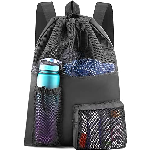Srise Mesh Swim Bag Backpack, Swimming Bags For Swimmers, Mesh Beach Bag Backpack,Mesh Bag For Swimming Gear,Gym Drawstring Bags #TOP28