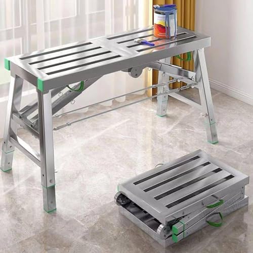 Plataforma de trabajo portátil ajustable con capacidad de 400 kg de capacidad, plegable, altura ajustable para un uso versátil (200 x 37 cm)