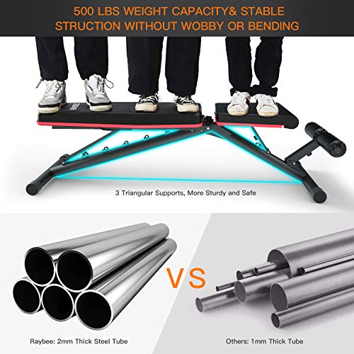 Raybee Foldable Workout Bench Adjustable Weight Bench for Full Body Strength Training Exercise Bench for Home Flat Bench