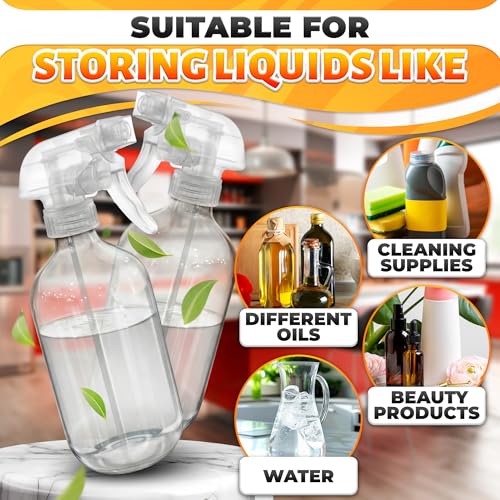 Image of 4 Pack Spray Bottle Nozzle Replacement - Adjustable Length Mist & Stream Spray Tops for Bottles 8 Oz & 16 Oz Bottle, Durable Trigger Sprayer Nozzles for Cleaning, Gardening, Salon and Home Use