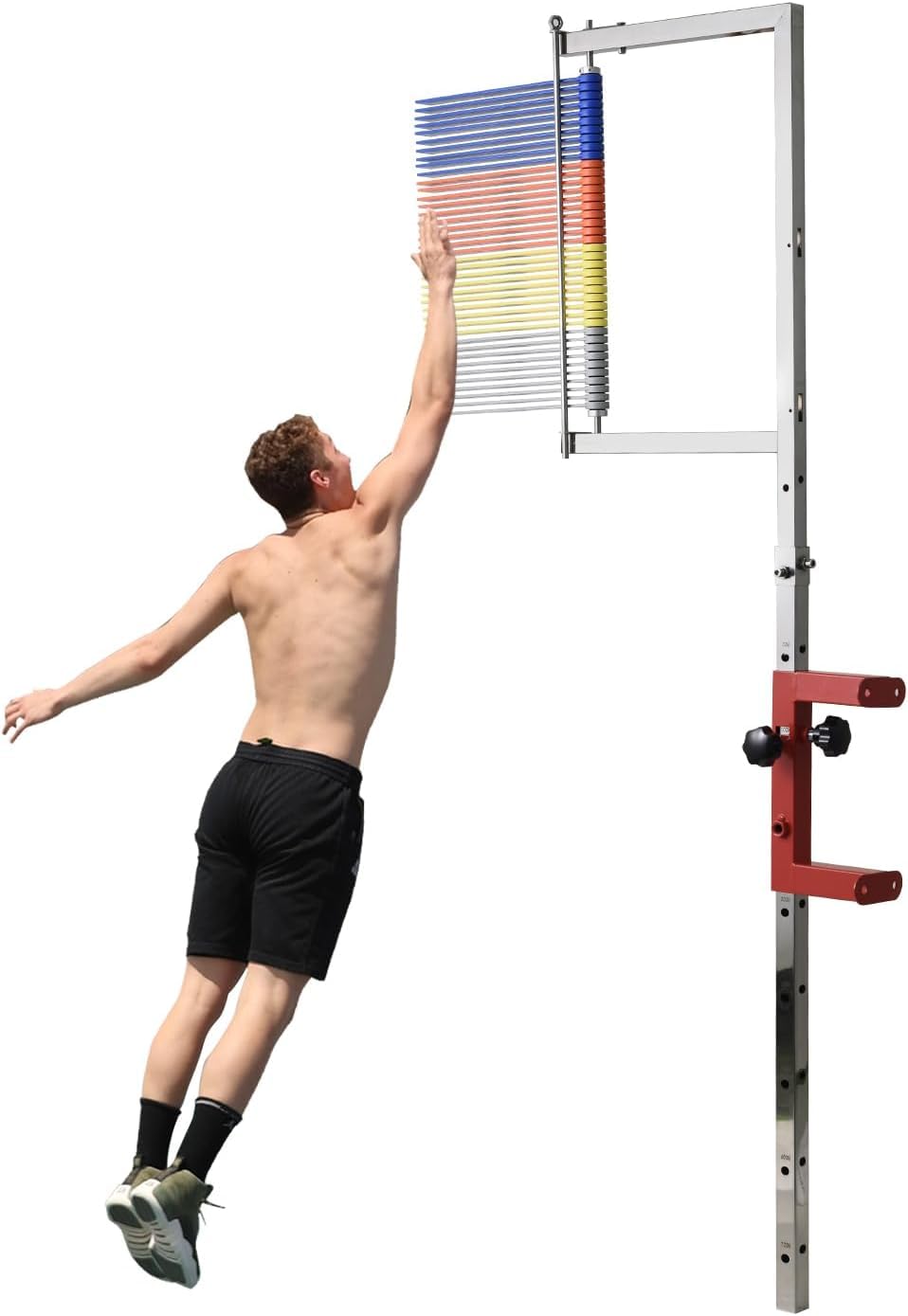 Medidor de Salto Vertical con Altura Ajustable de 4,5 a 5,2 pies, paletas Objetivo de 4 Colores para Entrenamiento