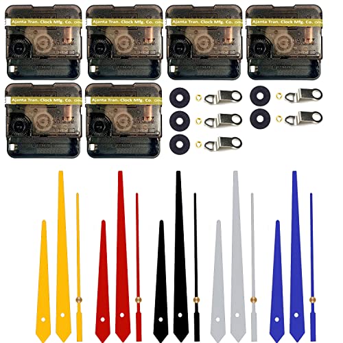 Image of Combo 5 of Ajanta Mfg. Battery Operated Plastic Ticking Wall Clock Movement Machine with Hands (Silver,Black,Gold,Maroon,Blue 2)