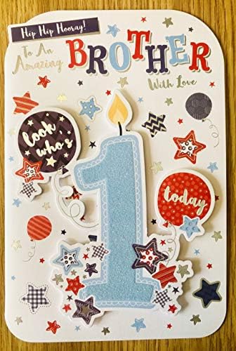 Little Brother First Birthday Card, First Birthday Brother Card 1st