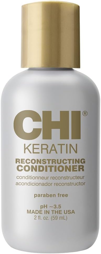 CHI Keratin Reconstructing Conditioner, Delivers Healthier Hair, Adds Shine & Helps Prevent Future Breakage, Sulfate, Paraben, & Cruelty-Free, 2 Oz