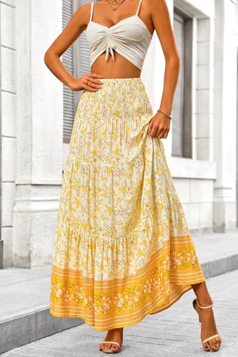 Image of CFLONGE Summer Maxi Skirts for Women 2026 Trendy Floral A Line Boho Skirt