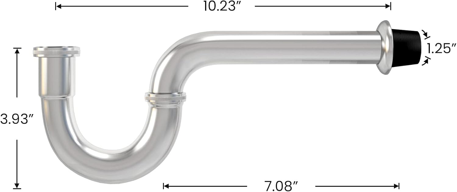 Chrome Brass Adjustable Height Bathroom Sink P-Trap Kit