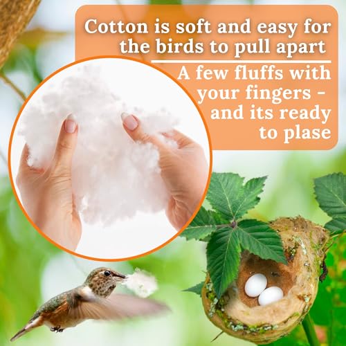 Image of Hummingbird Nesters Bird Nesting Material Holder for Wild Birds Humming Bird House Materials Gifts for Bird Watching Nature Lovers Refillable Outdoor Bird Station (Cotton Nesting Material)