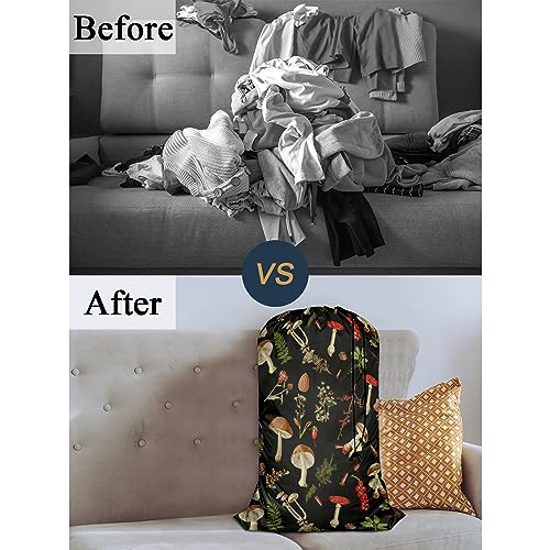Swono LAUNDRY-WL-BAGS3361 Mushrooms Laundry Bag Drawstring Closure Fall Jungle Theme Floral Cherry Exotic Botanical Plant Heavy Duty Laundry Portable thumb #3