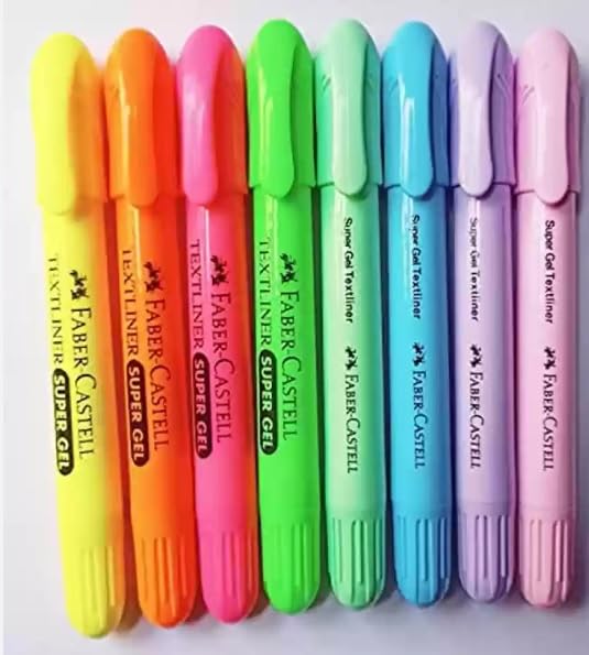 Faber Castell Gel Highlighter Pack Of 8 (4 Super Gel And 4 Pastel Gel