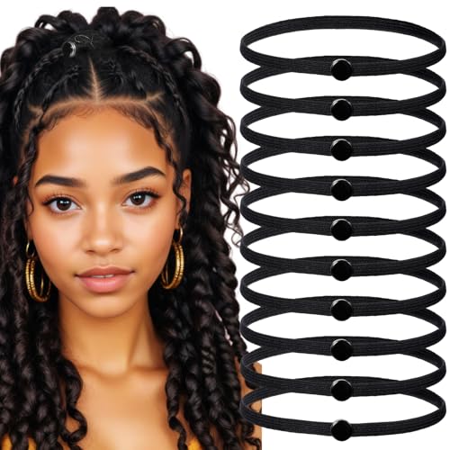 10 Pcs Snap Ponytail Holders Elastic Snap Hair Ties Extra Strength Hair Tie Elasticity Snaps Afro Puff Ponytail Rope Connectable Hairs Ties For Braids Black Non Slip Hairs Rope Swirly Curly