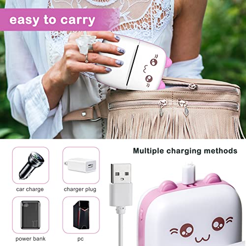 Portable Mini Printer, Pocket Thermal Printer, Inkless Printers With 7 Rolls Of Printing Paper For Photos, Office Receipts, Qr Codes, Labels, Notes Printing Compatible With Ios Android (Pink) #TOP3