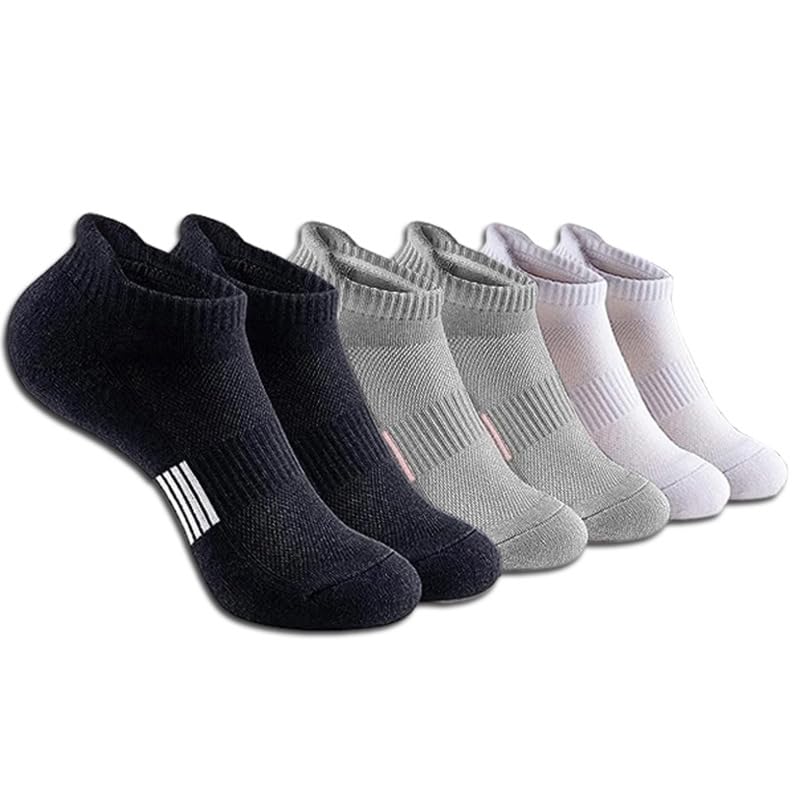 Generic Unisex Ankle Socks, 6 Pairs, Black, Gray, White, 6.5-10.52
