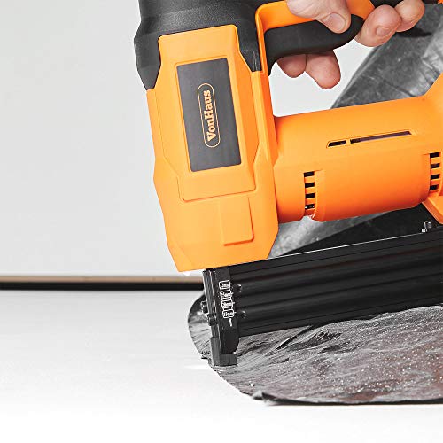 VonHaus 18v Cordless Nail Gun/Brad Nailer - Li-ion Battery Operated – Ergonomic – Medium Duty For Fabrics, Upholstery, Underlay, Carpeting, Roofing Not Suitable For Hard Wood No. 9100100