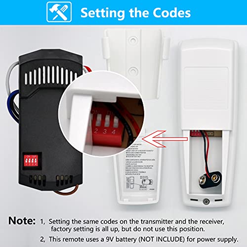 Universal Ceiling Fan Remote Control And Receiver Kit, Replacement For Hampton Bay, Hunter, Harbor Breeze, 3-Speed, Light Dimmer, Fan-Hd5 L3H2010Fanhd Rr7079T Chq7078T Uc7078T Fan28R Fan-Hd Kit #TOP3