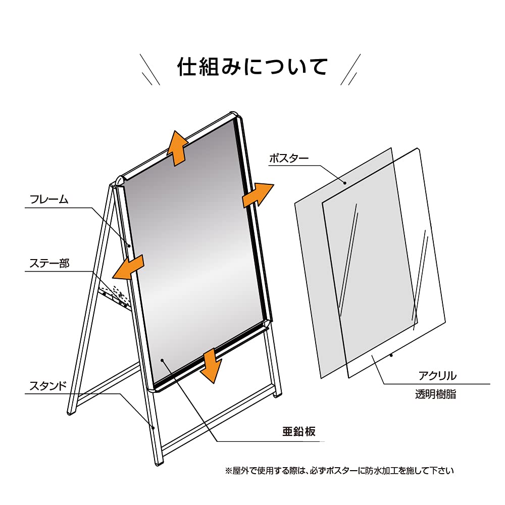 Amazon | 看板 たて看板 スタンド看板 A型看板 アルミ製 A型スタンド