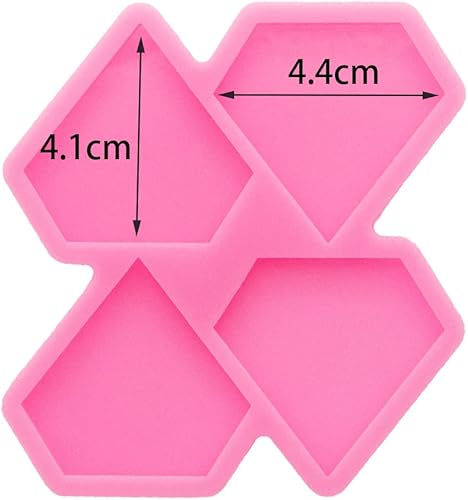 Miniatura 2 de Angel Wings Moldes de resina con forma de diamante de 1.7 pulgadas, molde de silicona brillante de 4 cavidades para arte de carrete de insignias,