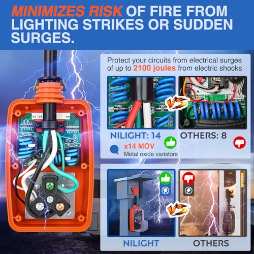 Image of Nilight 15 to 30 Amp RV Surge Protector 2100 Joules 5-15P to TT-30R